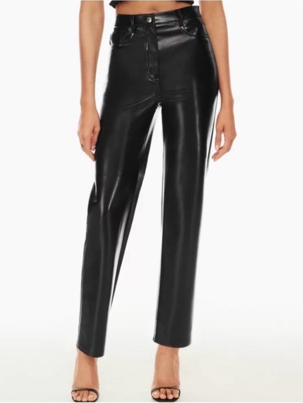 Wilfred Black Faux Leather Straight-Leg Pants